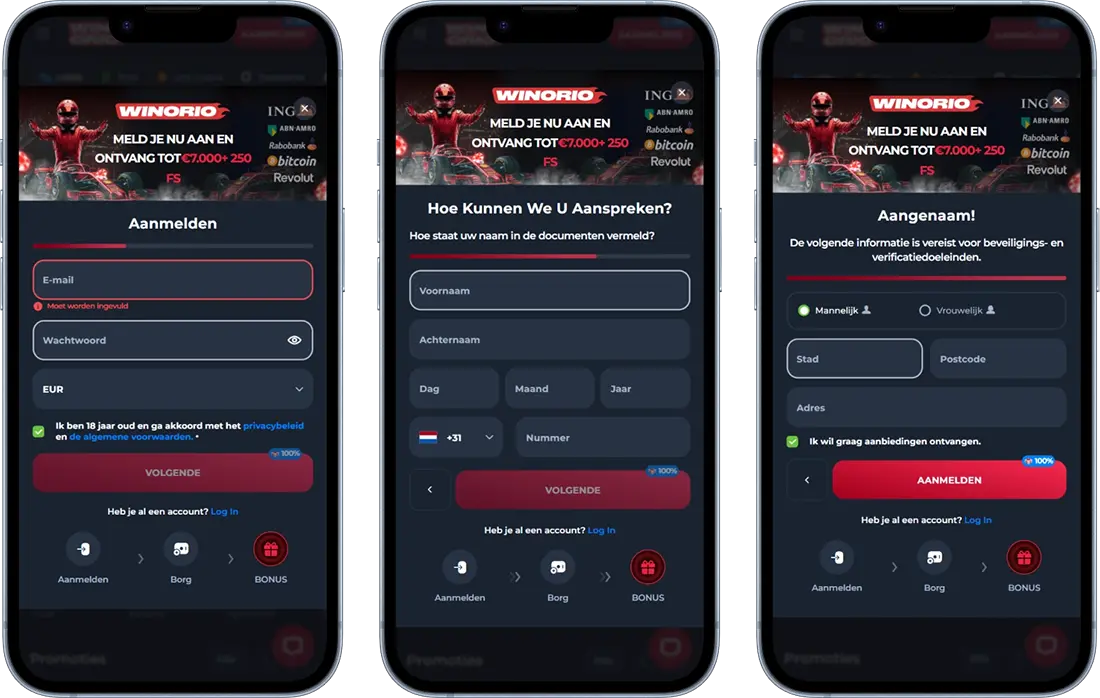 Winorio Casino Registratie en Login