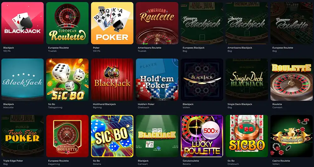Winorio Casino Tafelspellen
